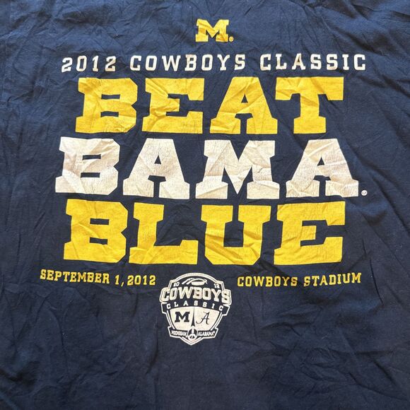 2012 Cowboys Classic Michigan Wolverines Beat Bama Blue Tee Shirt Mens Medium - Picture 6 of 8